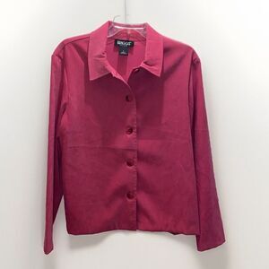 BRIGGS Jacket Shirt Shacket Barbie Pink Button Front Stretchy Top Women's Size L